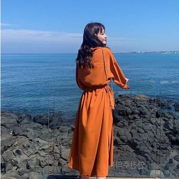 

conqy women's waist-tight dressshirt dress shirt spring long korean elegant slimming new sleeve mid-length lace-up 2020 dress ae0uq, Black;gray