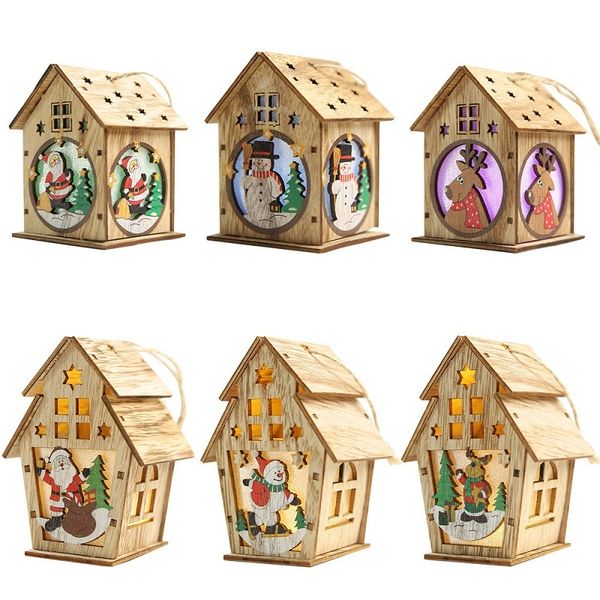 

led light wood house decorations for home 2020 christmas tree hanging ornaments navidad new year xmas kids gift