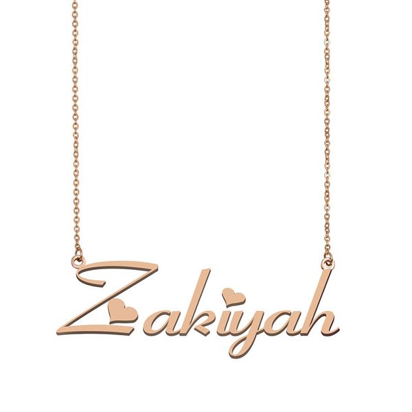 

zakiyah name necklace custom nameplate pendant for women girls birthday gift kids friends jewelry 18k gold plated stainless steel, Silver