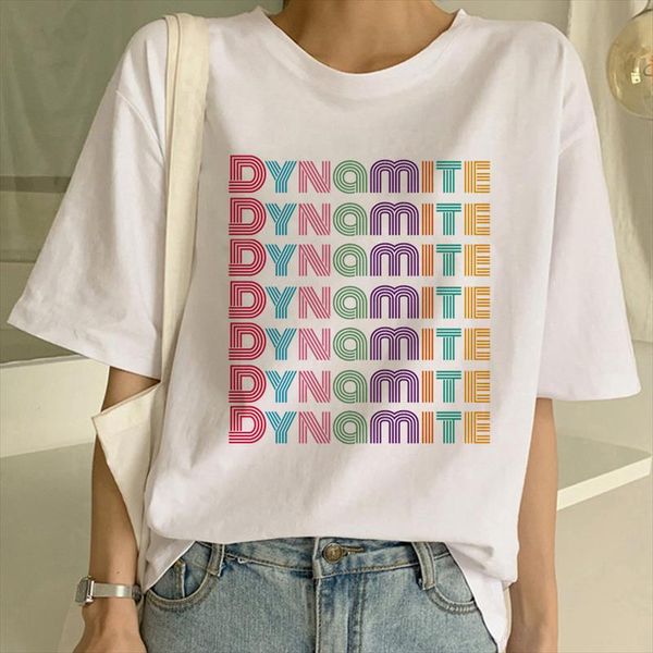 

new dynamite harajuku t shirt t shirt ladies korean style o collar kpop women clothing shirts drop shipping, White