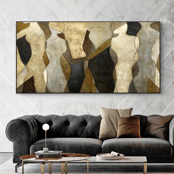 Abstract canvas impressões de luxo pintura dourada impresso em fotos de arte da parede de lona para sala de estar moderna decoração de casa mulher corpo