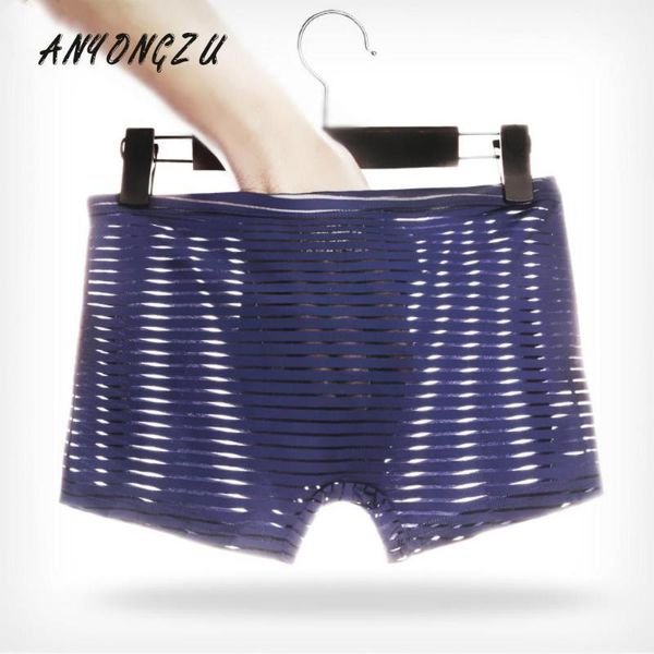 

3pcs anyongzhu ice silk seamless men shorts transparent mesh thin comfortable breathable boxer underpants black white blue1
