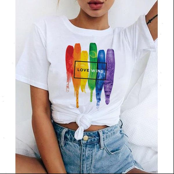 

wins love bisexual lesbian t shirt gay women rainbow tee shirts kawaii, White