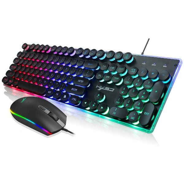 

v300 backlight keyboard rgb glowing mouse suit for game home office lapdeskergonomic wired keyboard mouse set