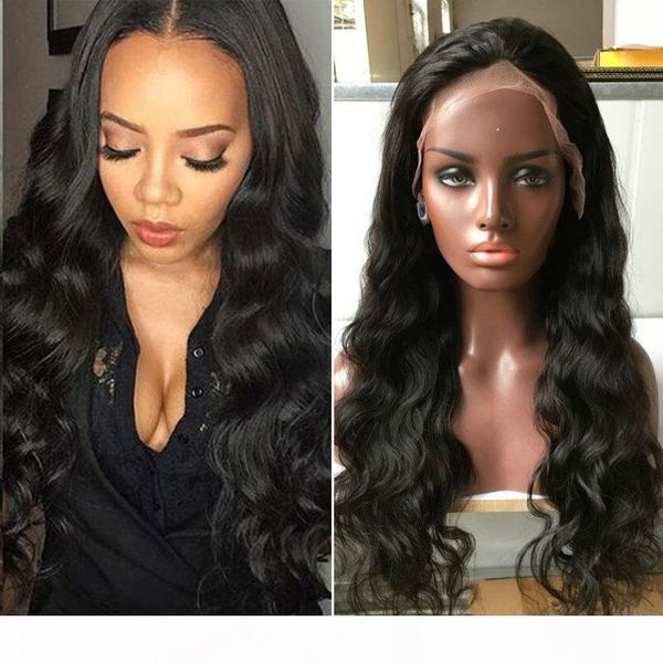 

full lace human hair wigs for black women brazilian human hair lace front human hair wigs body wave, Black;brown