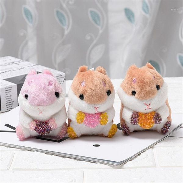 

little plush hamster keychain cute fluffy stuffed animal keyring women girls purse backpack hanging charm pendant1, Silver