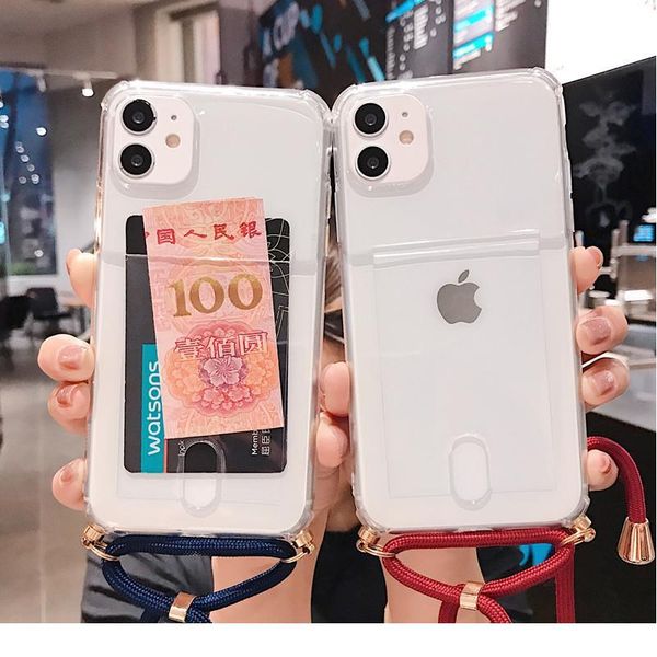 

crossbody strap lanyard color phone case for iphone se 2020 11 pro 7 8 plus x xr xs max card pocket tra qylxzr