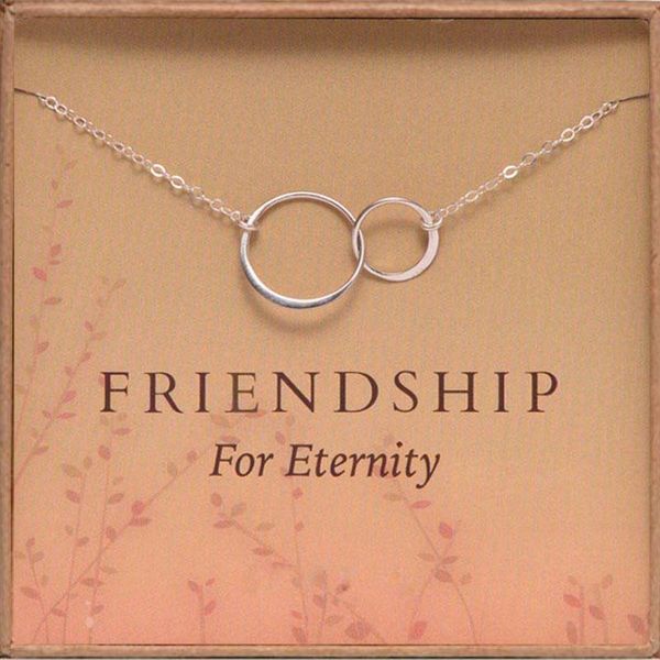 

chains gold circle necklace women friendship for eternity two interlocking infinity circles gift friend, Silver