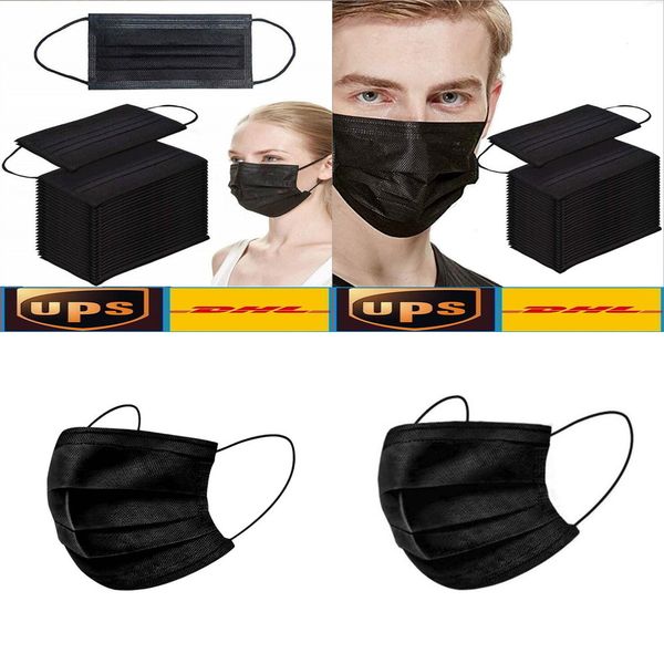 

3-layer dhl disposable black protection mask with earloop mouth face sanitary outdoor masksoutlet6x7k