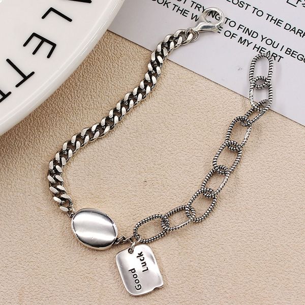

925 pure silver square brand luck bracelet bracelet nationality ethnic group women's korean version ins minority design 2m5wg, Golden;silver
