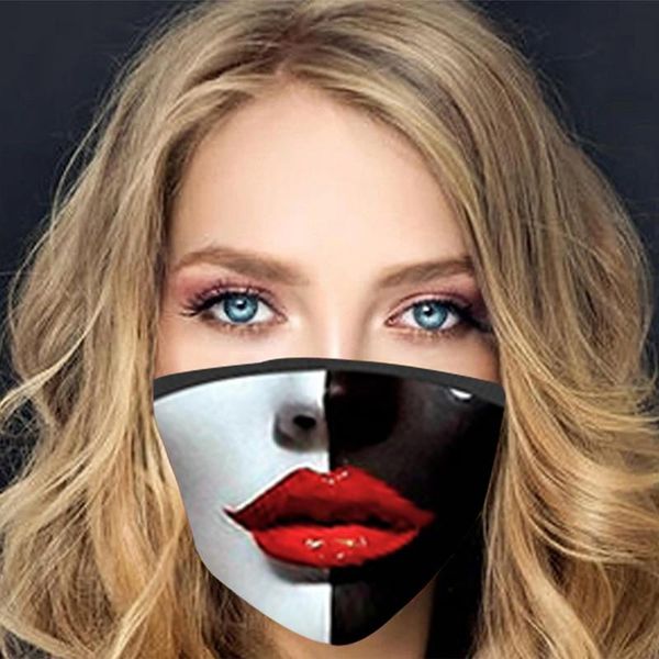 

pop хлопчатобумажная ткань рот маска моющаяся многоразовая маска для лица мода взрослый с фильтром пыль смешной печати маска для печати masc, Black