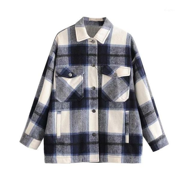 

new women coats and jackets plus size vintage stylish pockets plaid female lapel collar long sleeve loose outerwear chic 1, Black;brown