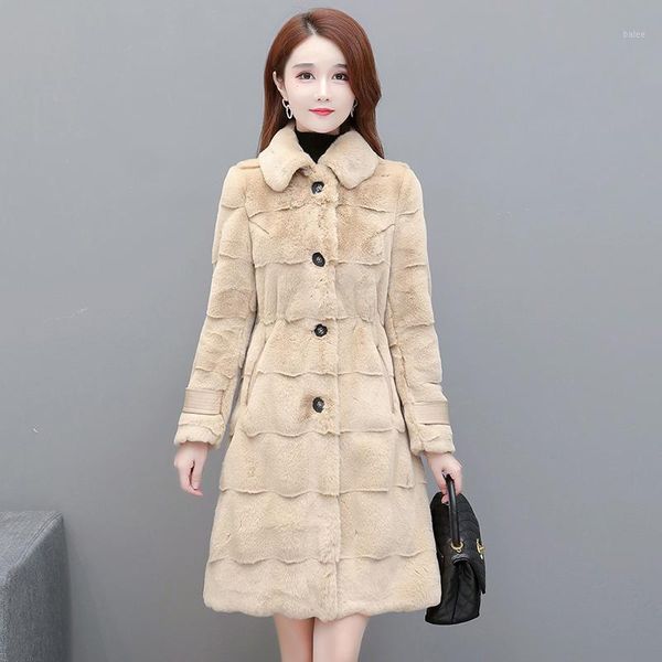 

winter women faux fur coat luxury long fur coat loose lapel overcoat thick warm plus size female plush coats1, Black