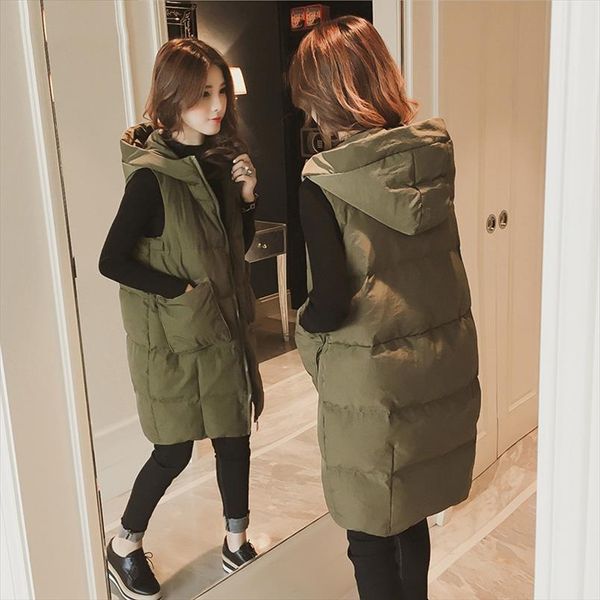 

жилеты женщины длинного модного элегантного thicker zipper casual рукава женщины плюс размер карман популярного winter женского капюшон soli, Black;white