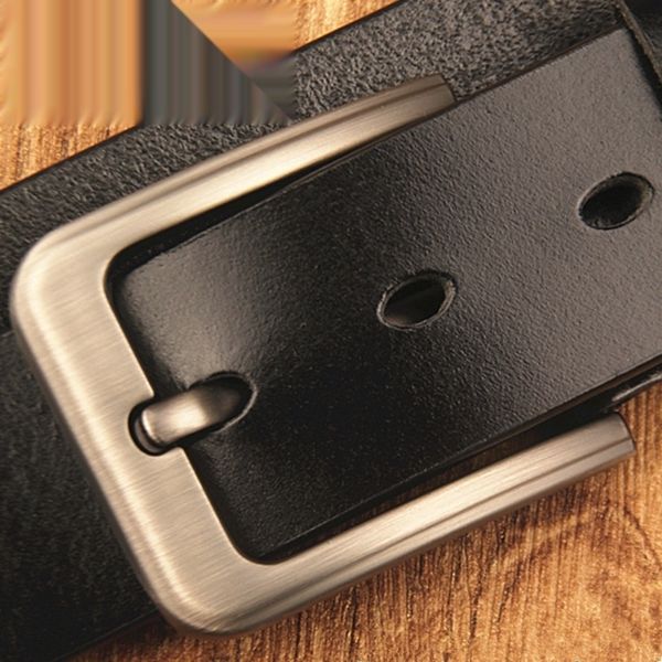 

tjyha first layer leather belt cowhide casual men's belt pin business men's pure cowhide pinbelt cyf55, Black;brown