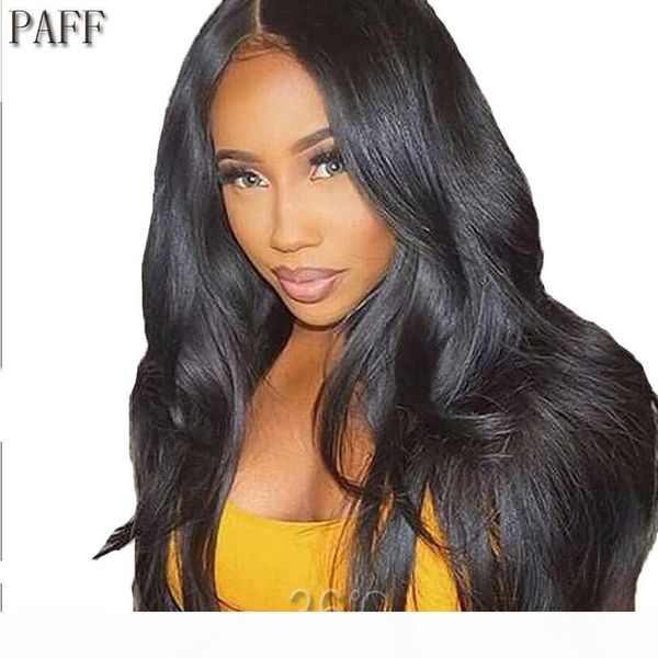 

paff silky straight lace front human hair wigs peruvian virgin hair wig with pre plucked hairline baby hair for women, Black;brown