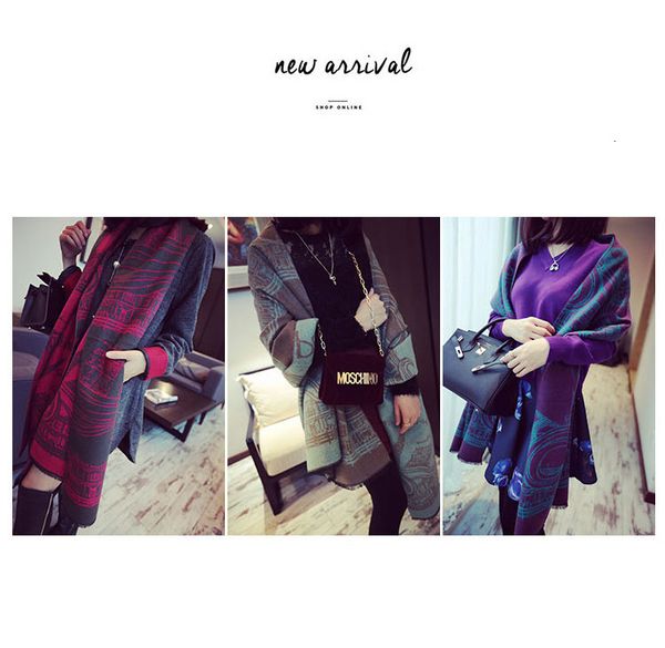 

winter new tartan scarf plaid blanket scarf new designer acrylic basic shawls women's scarves big size, Blue;gray