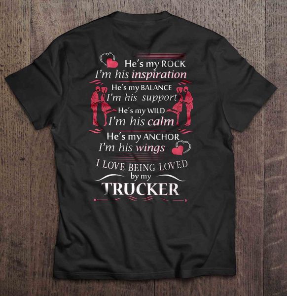 

men t shirt he s my rock i m his inspiration i love being loved by my trucker-back version women t-shirt sport hooded sweatshirt hoodie