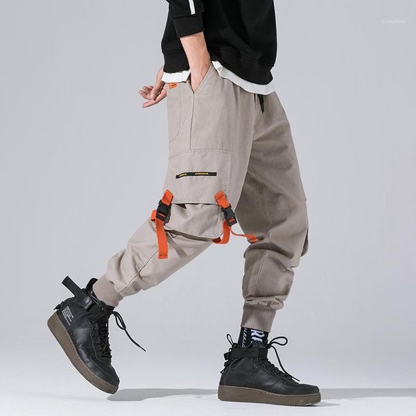 

ribbons streetwear cargo pants men 2020 overalls mens hip hop sweatpants autumn joggers korean fashions track pants1, Black