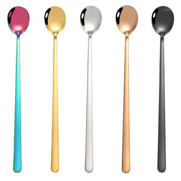 

new colorful ice spoon coffee spoon cafe scoop long handle spoons dinnerware flatware coffee drinking tools kitchen 1pc 20201