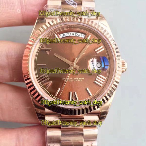 

v2 upgrade version ewf daydate 40mm 228235 228345 cal.3255 automatic 228239 mens watch brown dial 18k rose gold case sapphire sport watches, Slivery;brown