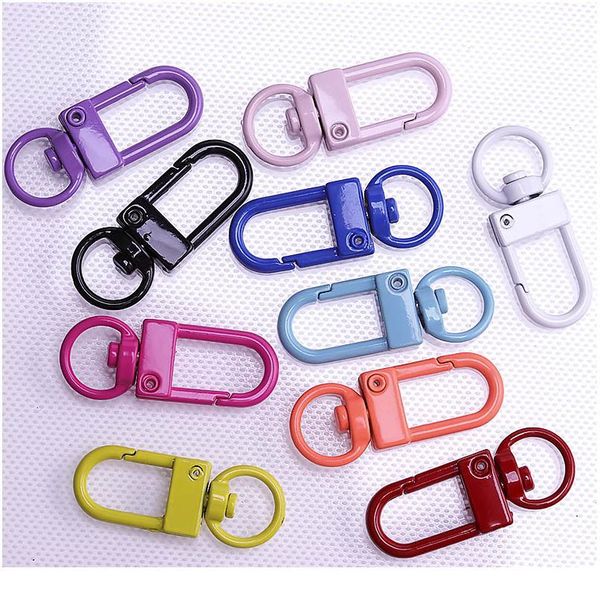 

10pcs color paint baking keychains key chain key ring spring buckle 8 word buckle shrimp buckle bag jewelry acc qylieo, Slivery;golden