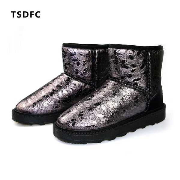 

classic leather snow boots with fur women ankle boots warm winter shoes for female large size 36-40 ng woman shoes, Black