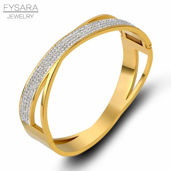 

fysara charm jewelry full cz crystals hollow x cross bracelet bangles for women punk wide cuff bracelets jewelry wholesale jllpyv, Black