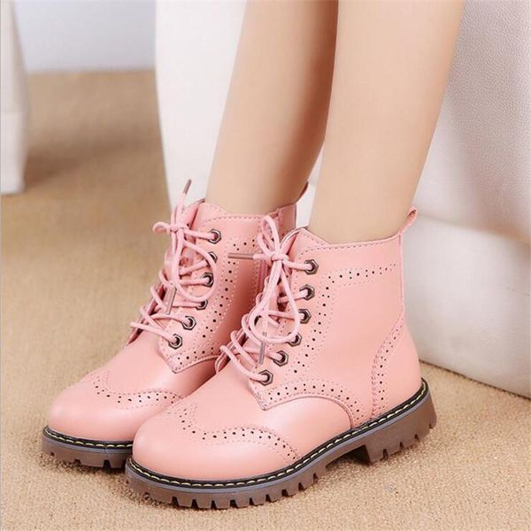 

2020 fashion children shoes brand girls boots british style all-match soft sole rubber kids snow boots for girls, Black;grey