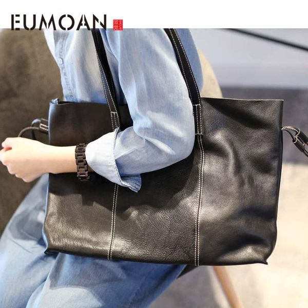

eumoan high-grade first layer cowhide bag female horizontal tote bag women soft leather handbag cowhide leather simple casual ba