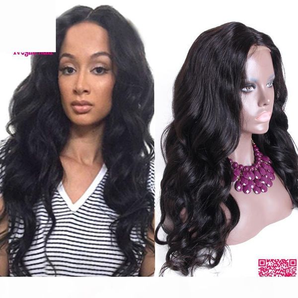 

7a body wave full lace human hair wigs malaysian unprocessed human hair lace front wigs with baby hair, Black;brown