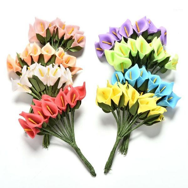 

12pcs diy mini foam calla handmake artificial flower bouquet wedding decoration wreath gift box scrapbooking craft fake flower1