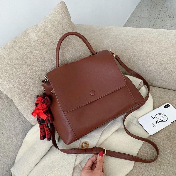 

2020 classic solid color handbags for women fashion pendant decoration shoulder bag luxury large capacity ladies christmas gifts