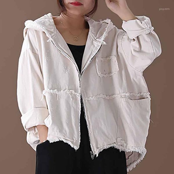 

yalee] new fashion 2019 summer autumn simple zipper long sleeve stitching pockets irregular large size jacket coat women a8101, Black;brown