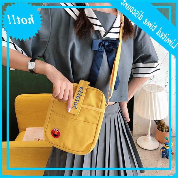 

9734 cute soft girl almo cross canvas sweet student shoulder bag
