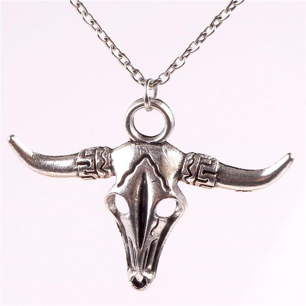 

bull skull head pendant for men skull necklace cow bossy ox biker's jewelry wholesale 22847 sqcyue new_dhbest, Silver