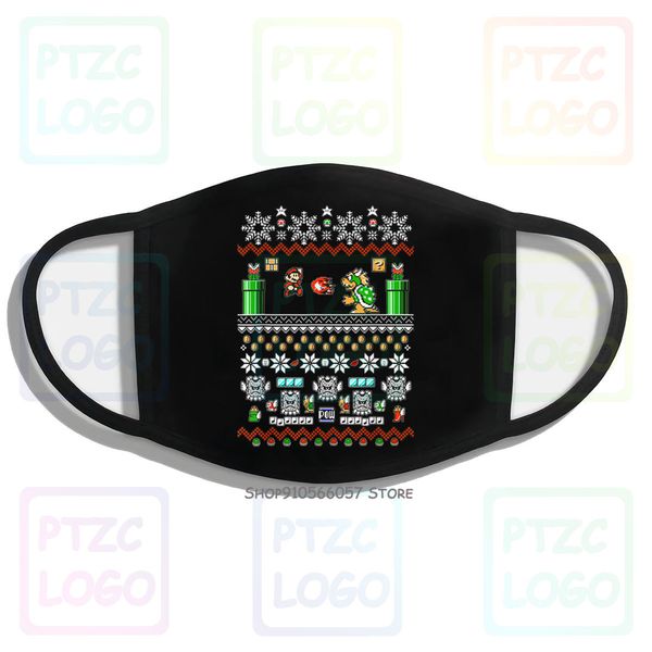 

premium super mario and bowser game play ugly christmas design mouth face mask