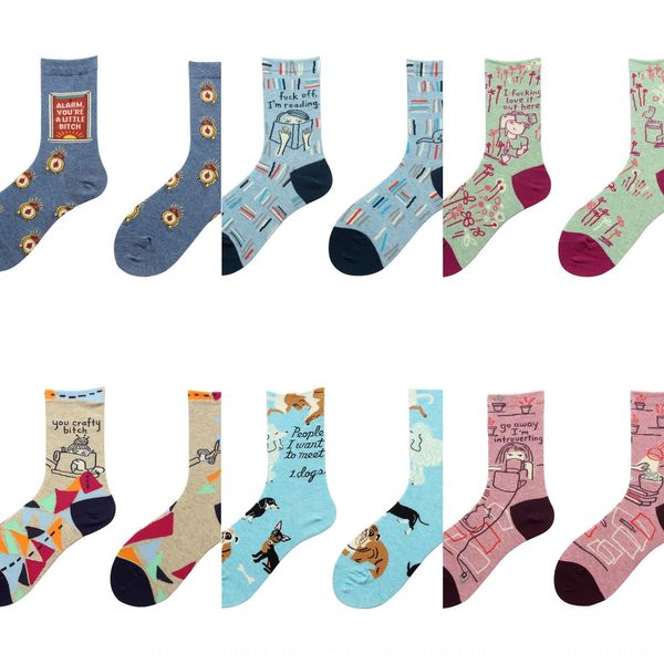 

henny rue bear ins children's socks medium personality cartoon trend medium tube cotton calf socks 1 2ygtq, Black