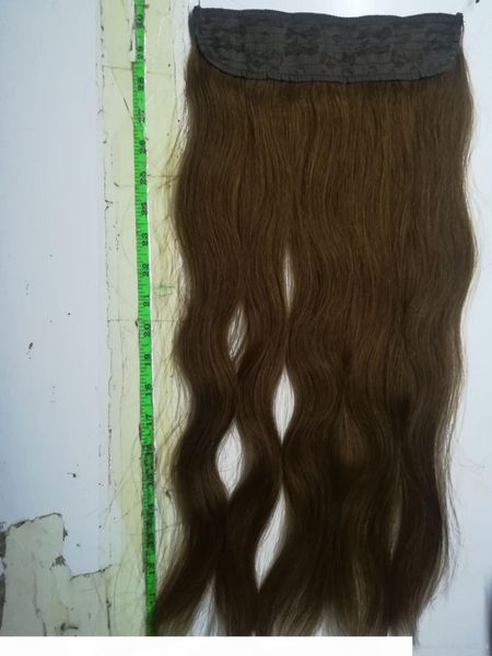 

elibess 14''-28'' 100g #6 chestnut brown color straight invisible secret flip halo in human hair extension,100% remy hum, Black
