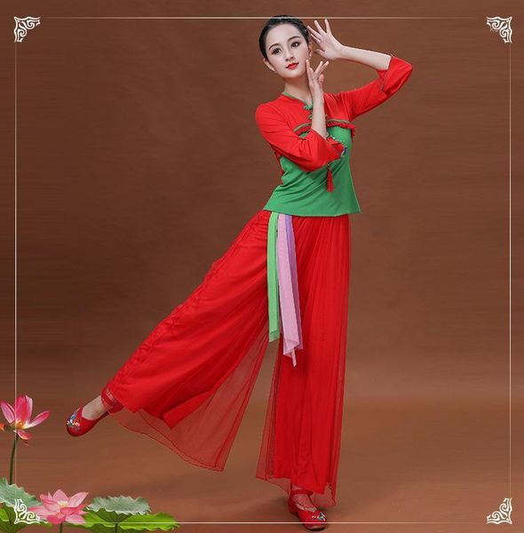 

chinese costume 2019 new square dance costume suit female middle-aged classical dance stage large size m-6xl1, Black;red