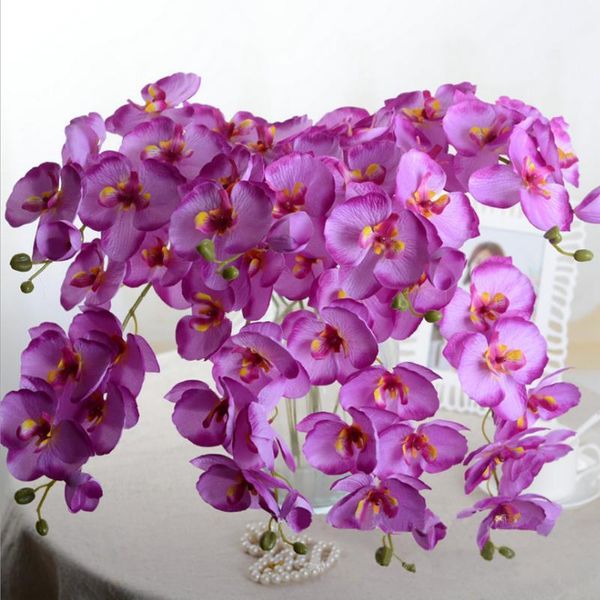 

decorative flowers & wreaths 1pc 8 heads orchid artificial diy butterfly silk flower bouquet phalaenopsis wedding home decor1