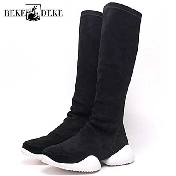 

boots men sock shoes mid-calf flock luxury trainers riding winter casual sneakers lovers flats black plus size 45 boots1