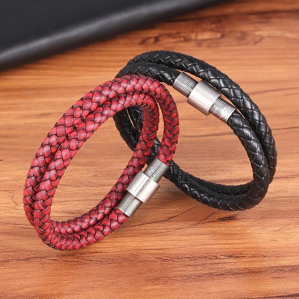 

xqni braided bracelet stainless steel vintage style magnet buckle men jewelry custom size diy logo friendship gift sqcqtz, Golden;silver