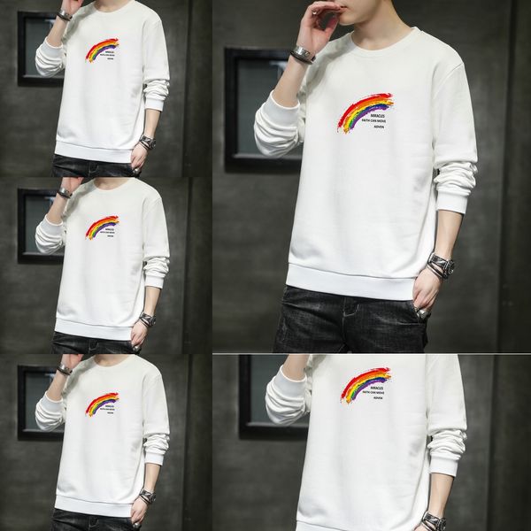 

autumn coat t-shirt men's 2020 korean style loose and versatile long sleeve t-shirt large fashion brand coat qy23c, Black