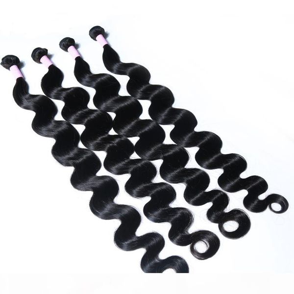 

30-40inch long human hair body wave straight wave virgin indian raw hair unprocessed remy hair extensions, Black