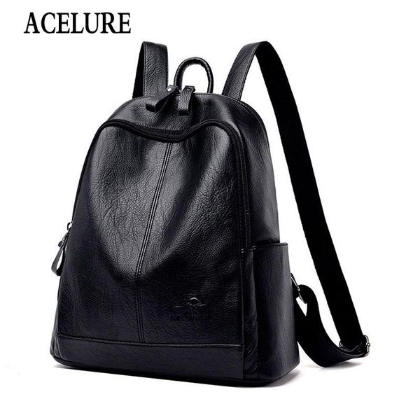 

acelure повседневной моды высокой емкости рюкзака большие мягкие pu кожа рюкзаки твердая подростковая студенты ранцы перевозка груз падение