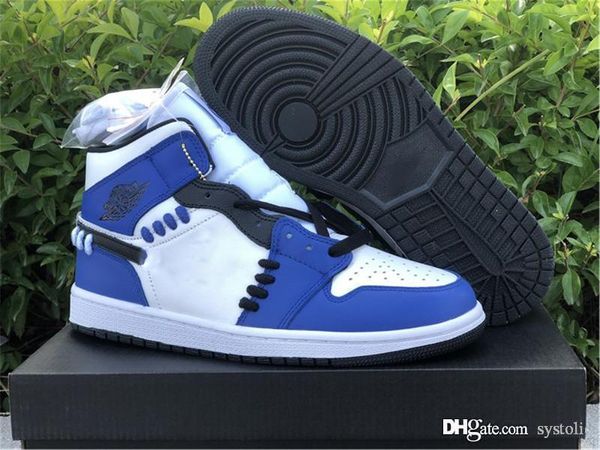 

2020 air authentic 1 mid se mid se game royal sisterhood black white blue men outdoor sports shoes with original box cv0152-401