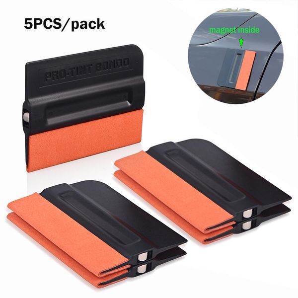 

foshio 5pcs window tint bondo magnet squeegee no scratch suede scraper vinyl car wrap carbon fiber film wrapping install tool h jllooo
