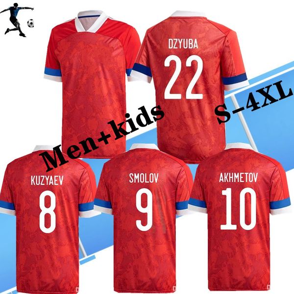 

men+kids kit 2020 rus sia national football team soccer jersey 20 21 rus sia home #22 dzyuba #17 golovin #10 akhmetov football shirts, Black;yellow
