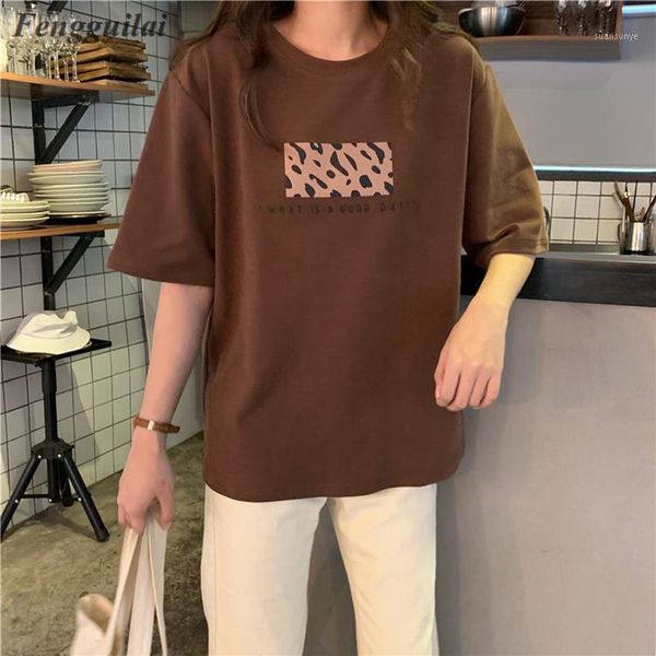 

summer leopard print short sleeve t-shirt women's casual o-neck short sleeve harajuku cool t-shirt women's, White